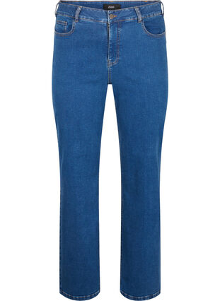 Zizzi  Gemma-jeans met hoge taille en rechte pasvorm, Dark blue, Packshot image number 0