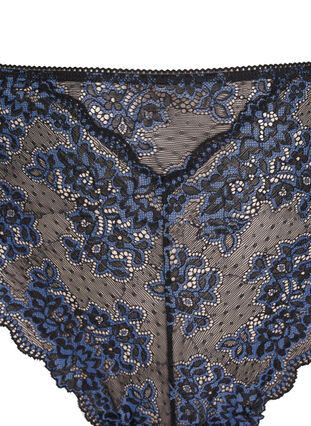 Zizzi G-string met contrasterende kanten rand, Black w Blue , Packshot image number 2