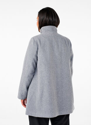 Zizzi Korte trenchcoat met A-lijn, Light Grey Melange, Model image number 1