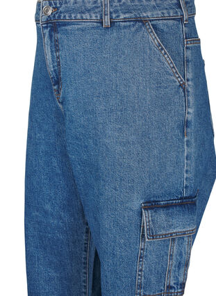 Zizzi Cargo jeans met hoge taille, Blue Denim, Packshot image number 2