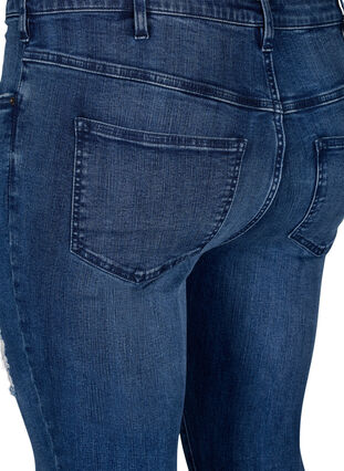 Zizzi Superslanke Amy jeans met slijtagedetails, Blue Denim, Packshot image number 3