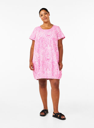 Zizzi Katoenen jurk met korte mouwen en paisleyprint, Shocking P. Paisley , Model image number 2