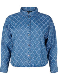 Denim shirt met vernietigingspatroon, Blue Denim, Packshot