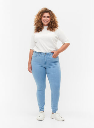 Zizzi Super slim Amy jeans met hoge taille, Ex Lt Blue, Model image number 0