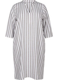 Gestreepte tuniek van linnen-viscose mix, White Stripe