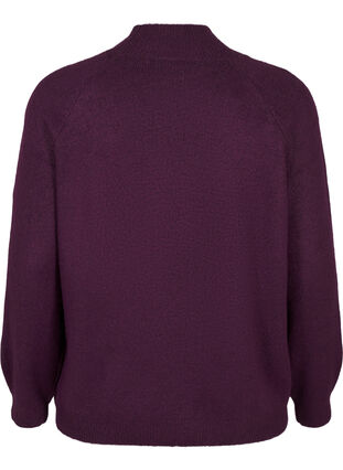 Zizzi Gebreide blouse met strikdetail, Potent P. Black Mel., Packshot image number 1