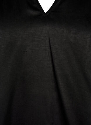 Zizzi Blouse met lange mouwen, ruches en V-hals, Black, Packshot image number 2