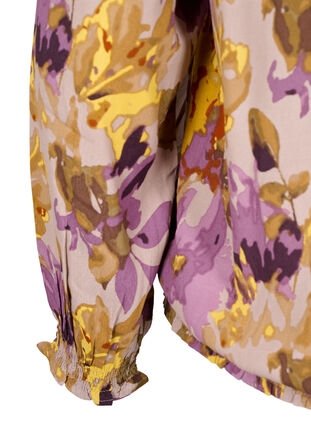 Zizzi Smock blouse met bloemenprint, Purple Flower, Packshot image number 3