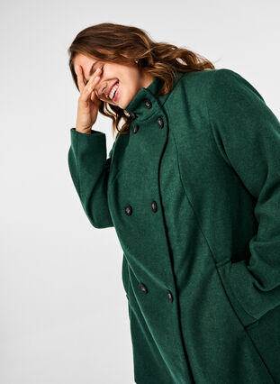 Zizzi Korte trenchcoat met A-lijn, Trekking Green Mel., Model image number 2