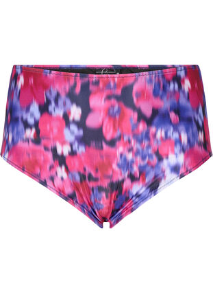 Zizzi Bikinibroekje met print en hoge taille, Pink Flower AOP, Packshot image number 0