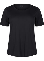 T-shirt van wol en viscose, Black, Packshot