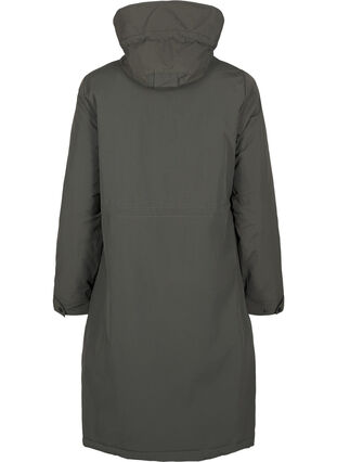 Zizzi Parka jas met kap en verstelbare taille, Black Olive, Packshot image number 1