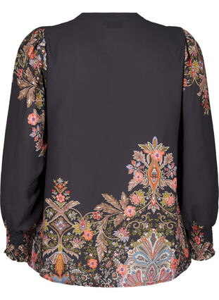 Zizzi Blouse met paisley print, Black Paisley, Packshot image number 1