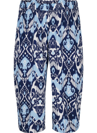 Zizzi Viscose culotte broek met print, Blue Ethnic AOP, Packshot image number 0