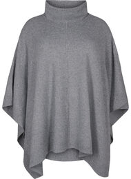 Poncho met hoge hals, Medium Grey Melange