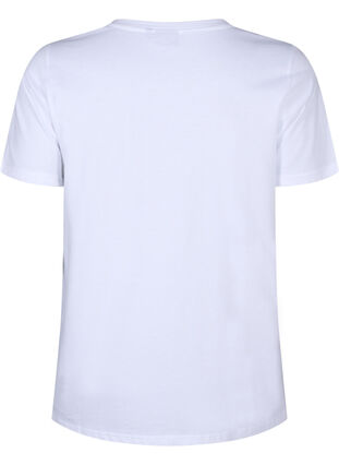 Zizzi Katoenen T-shirt met strik, Bright Wh. W. Black , Packshot image number 1