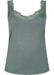 Viscose top met kanten afwerking, Balsam Green