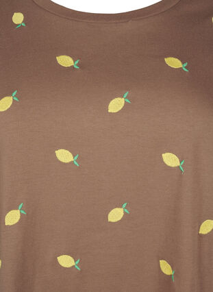 Zizzi T-shirt van biologisch katoen met citroenen, Coca M. Lemon Emb., Packshot image number 2