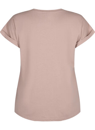 Zizzi T-shirt met korte mouwen van katoenmix, Desert Khaki, Packshot image number 1