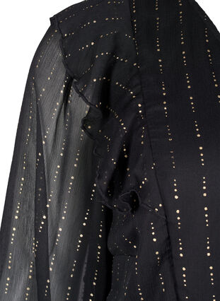 Zizzi Jurk van chiffon met patroon en ruches, Black, Packshot image number 3