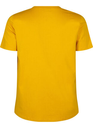 Zizzi Basic katoenen T-shirt met ronde hals, Golden Yellow, Packshot image number 1