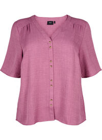 Overhemd blouse met V-hals en korte mouwen