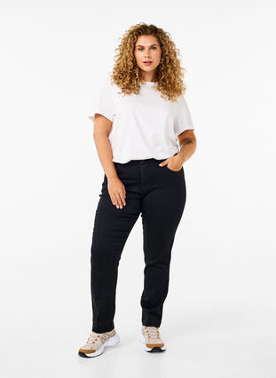 Zizzi Slim fit Emily jeans met normale taille, Black, Model image number 0