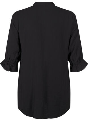 Zizzi Lang viscose shirt met kanten detail, Black, Packshot image number 1