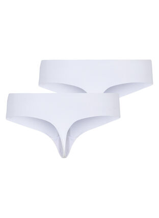 Zizzi Set van 2 naadloze g-strings, Bright White, Packshot image number 1