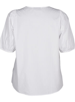 Zizzi Blouse met korte mouwen en kant detail, Bright White, Packshot image number 1