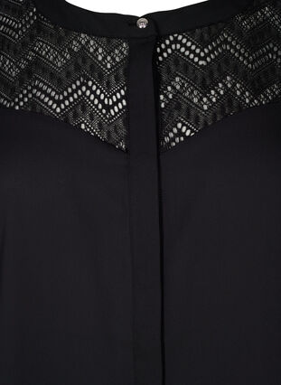 Zizzi Overhemdblouse met korte kanten mouwen, Black, Packshot image number 2