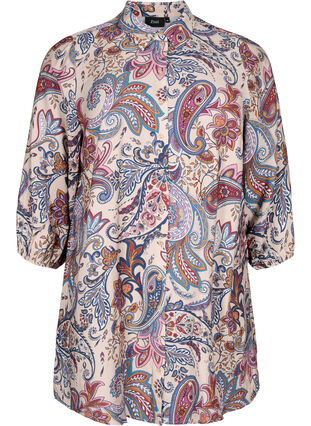 Zizzi Viscose tuniek met 3/4-mouwen en paisley print, Sand Do. Paisley AOP, Packshot image number 0