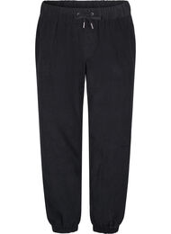 Corduroy broek met een elastische tailleband, Black