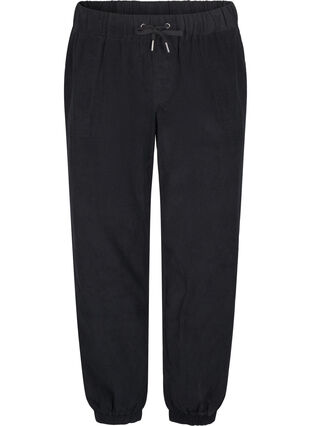 Zizzi Corduroy broek met een elastische tailleband, Black, Packshot image number 0