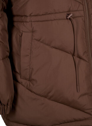 Zizzi Puffer winterjas met capuchon, Potting Soil, Packshot image number 3