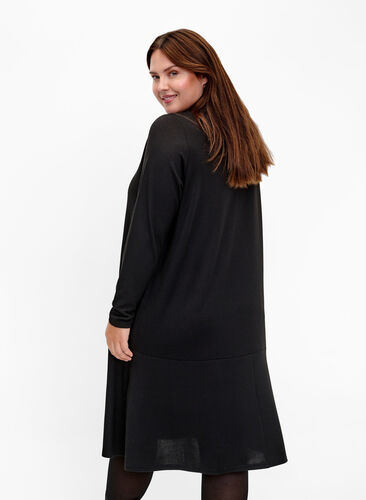 Zizzi Jersey-jurk met hoge hals en zakken, Black, Model image number 1