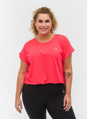 Zizzi Effen sportshirt, Diva Pink, Model image number 0