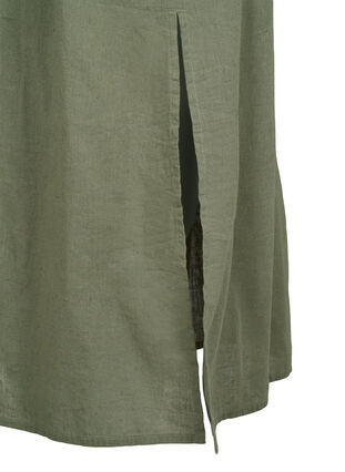 Zizzi Mouwloze jurk van katoenmix met linnen, Deep Lichen Green, Packshot image number 3