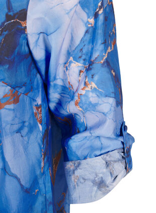 Zizzi Overhemdjurk van viscose met marmerprint, Palace Blue AOP, Packshot image number 3