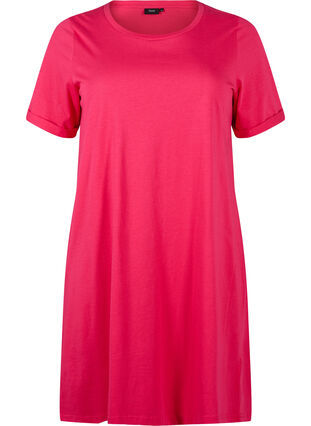 Zizzi Katoenen T-shirtjurk, Bright Rose, Packshot image number 0
