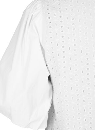Zizzi Blouse met pofmouwen en kant patroon, Bright White, Packshot image number 3