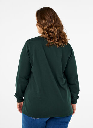 Zizzi Sweatshirt met kanten details, Scarab, Model image number 1