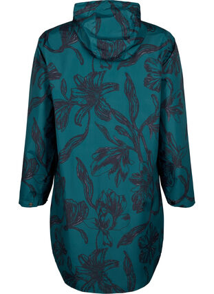 Zizzi Regenjas met print, Deep Teal Black, Packshot image number 1