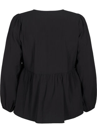 Zizzi Viscose blouse met strikjes en lange mouwen, Black White Bow, Packshot image number 1