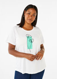 FLASH - T-shirt met motief, Bright White Flower, Model