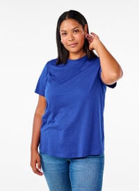 Basic katoenen T-shirt met ronde hals, Sodalite Blue, Model