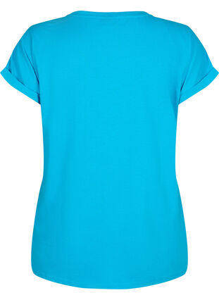 Zizzi T-shirt met korte mouwen van katoenmix, Hawaiian Ocean, Packshot image number 1