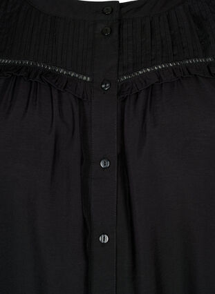 Zizzi Overhemdblouse met ruches en plooien, Black, Packshot image number 2