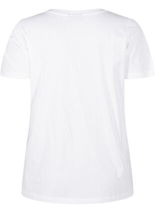 Zizzi Katoenen T-shirt met strassteentjes, Bright White, Packshot image number 1