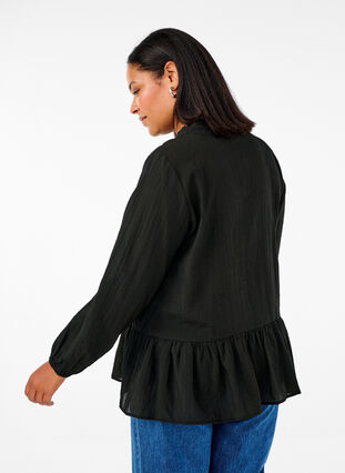 Zizzi Langemouwen blouse met peplum, Black, Model image number 1